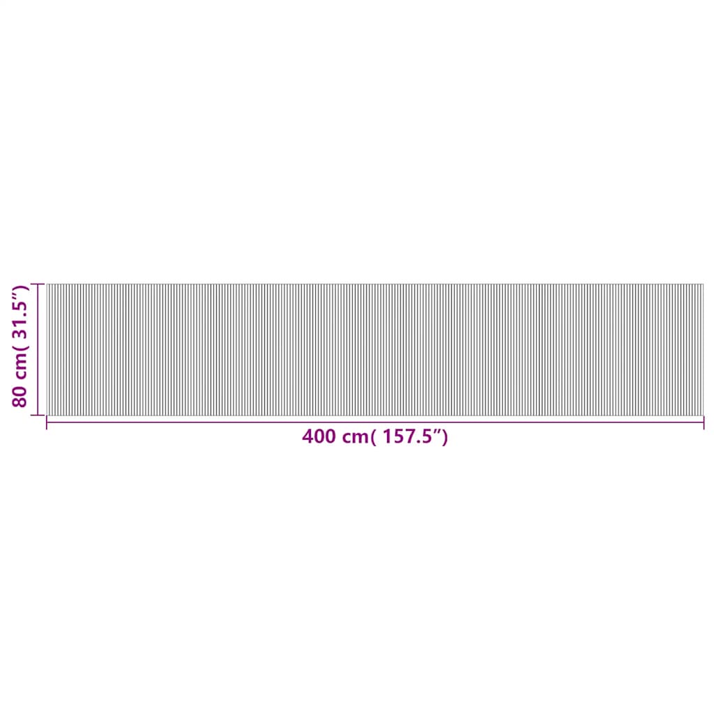 Tepih pravokutni crni 80 x 400 cm od bambusa