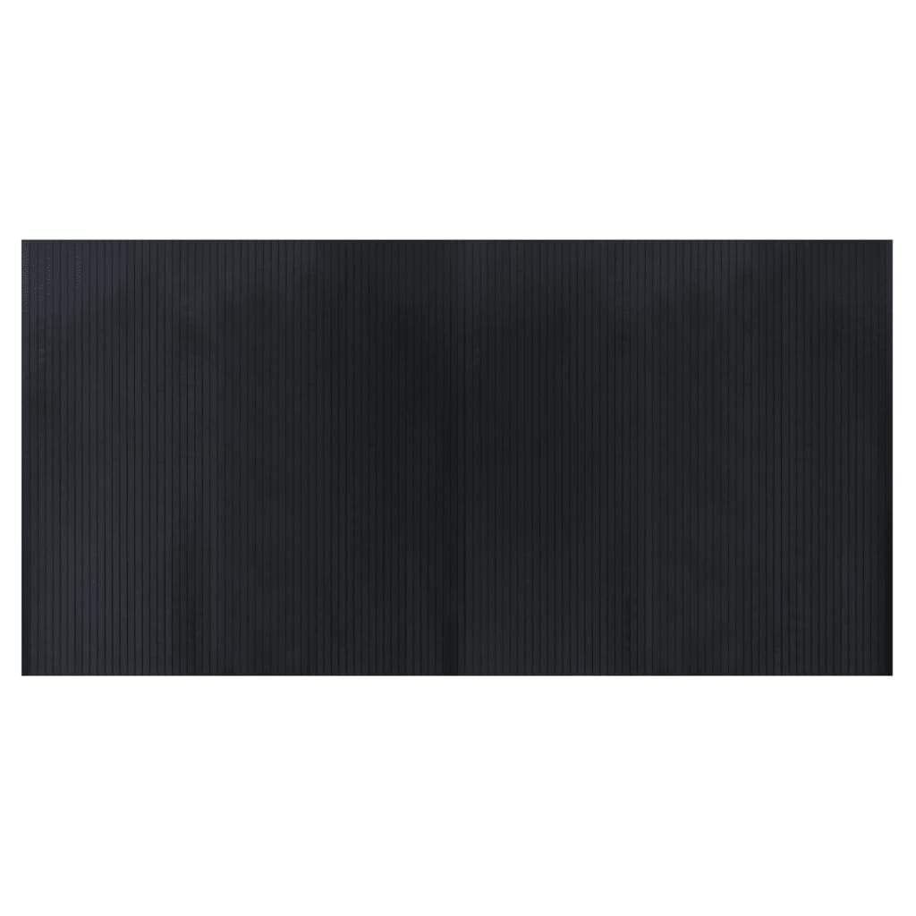 Tepih pravokutni crni 100 x 200 cm od bambusa