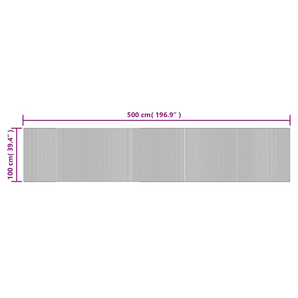 Tepih pravokutni sivi 100 x 500 cm od bambusa