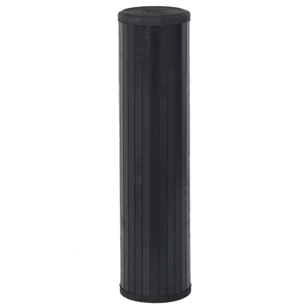 Tepih pravokutni crni 80 x 200 cm od bambusa