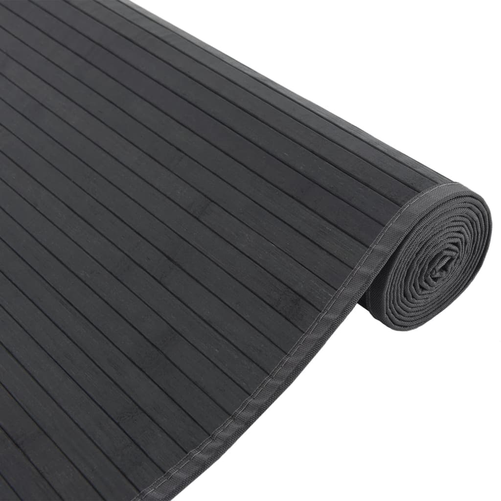 Tepih pravokutni crni 80 x 200 cm od bambusa