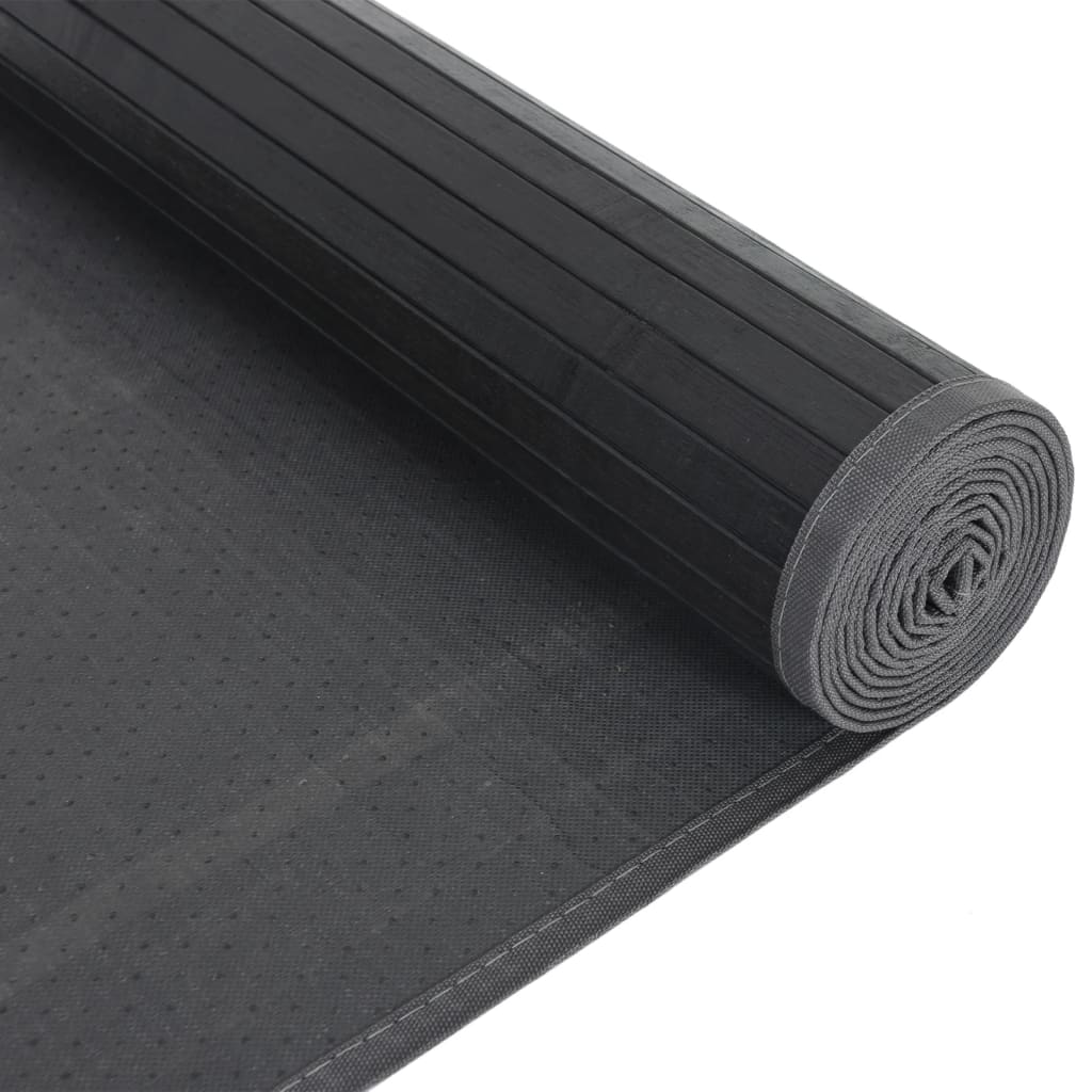 Tepih pravokutni crni 80 x 200 cm od bambusa