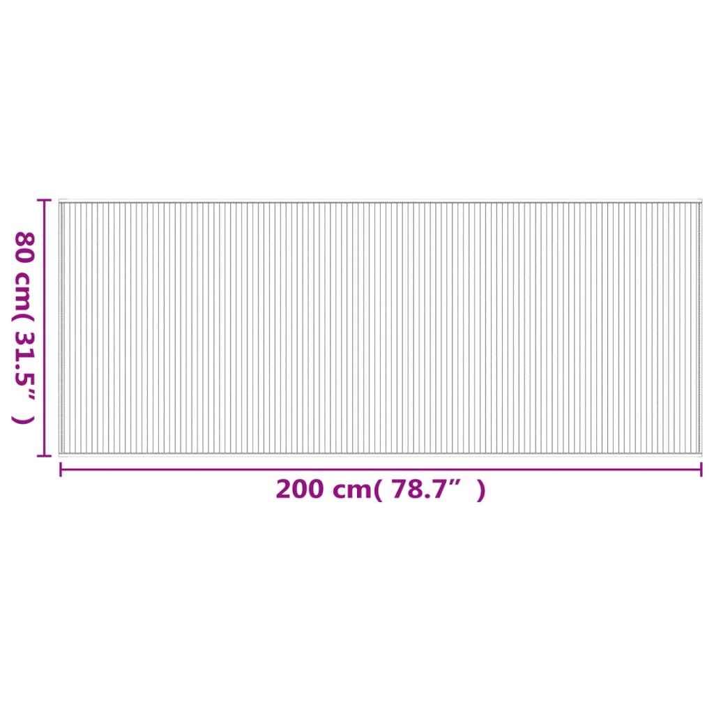 Tepih pravokutni crni 80 x 200 cm od bambusa