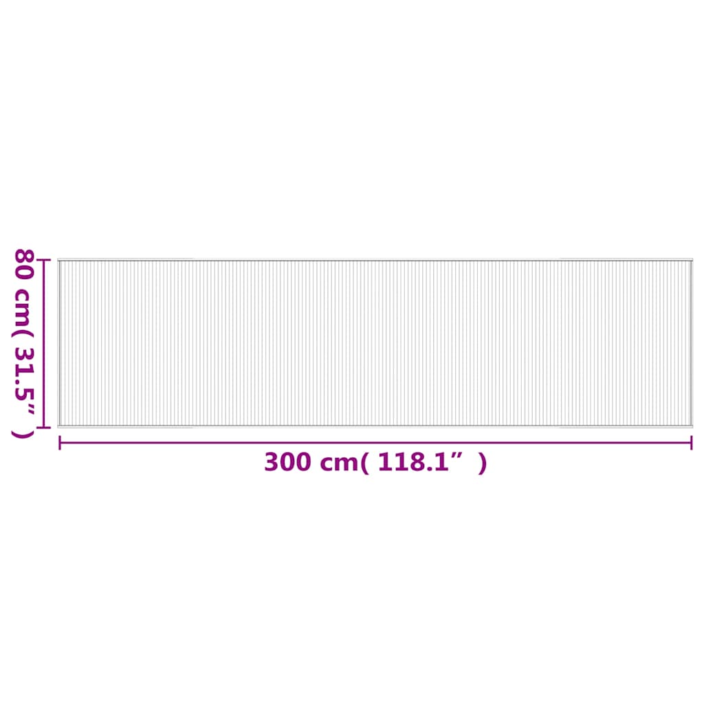 Tepih pravokutni svijetli prirodni 80 x 300 cm od bambusa