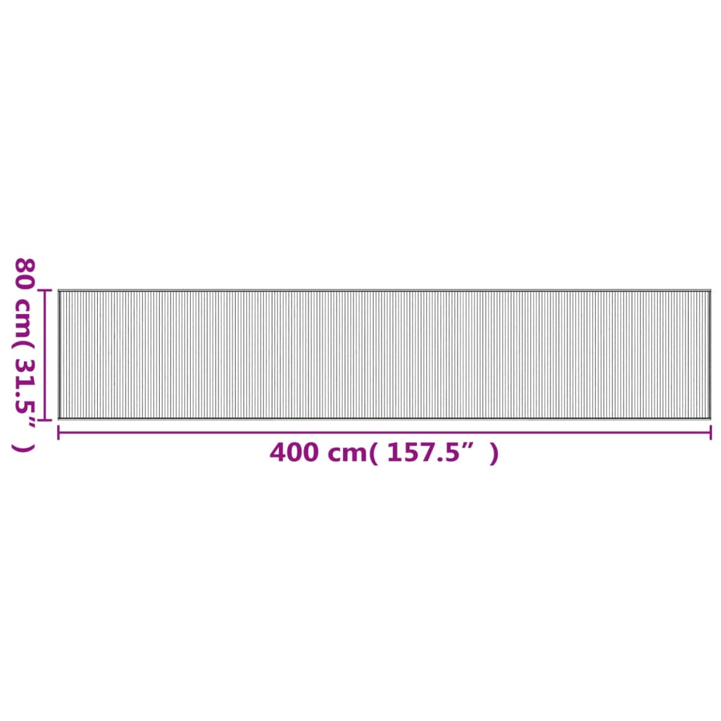 Tepih pravokutni crni 80 x 400 cm od bambusa