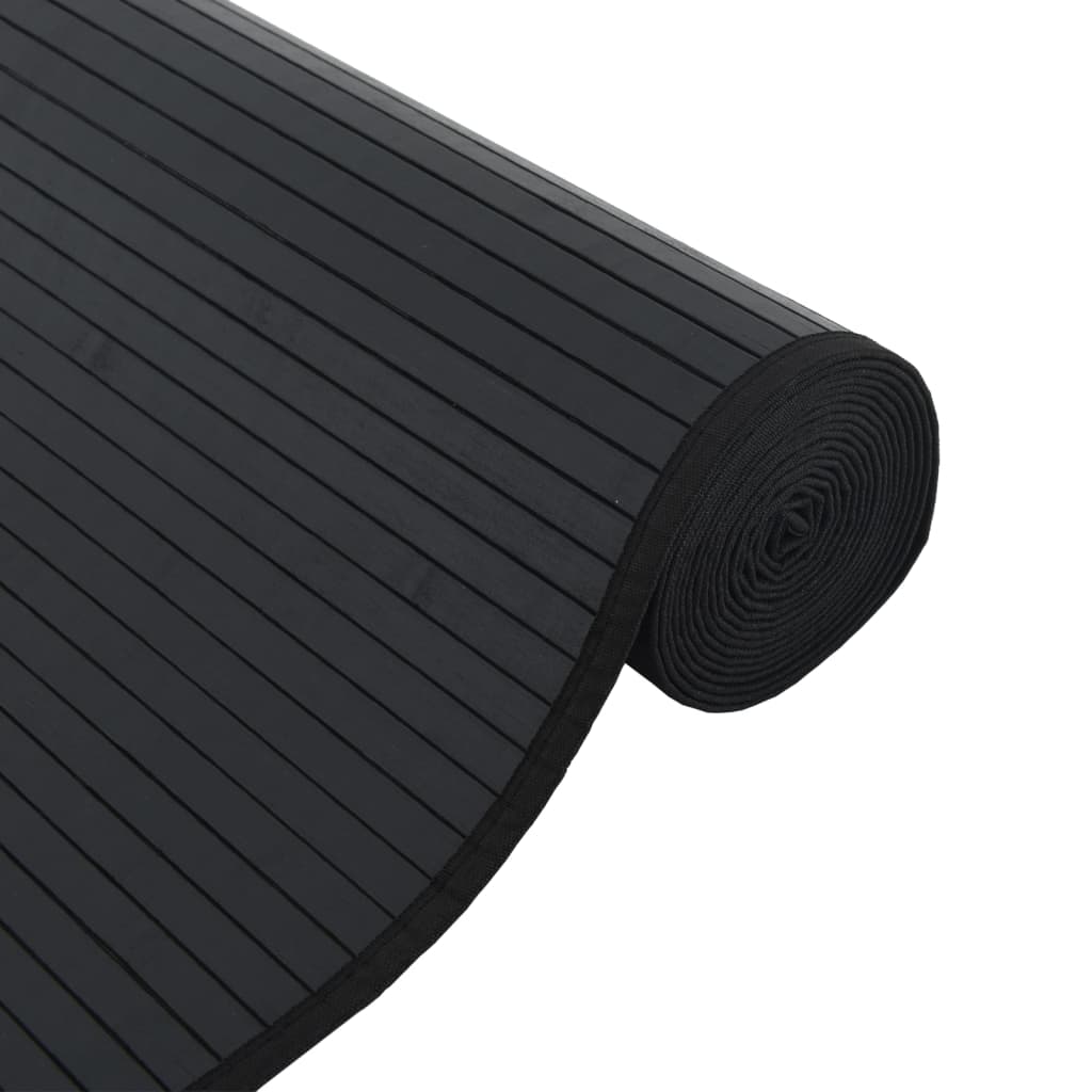 Tepih pravokutni crni 100 x 200 cm od bambusa