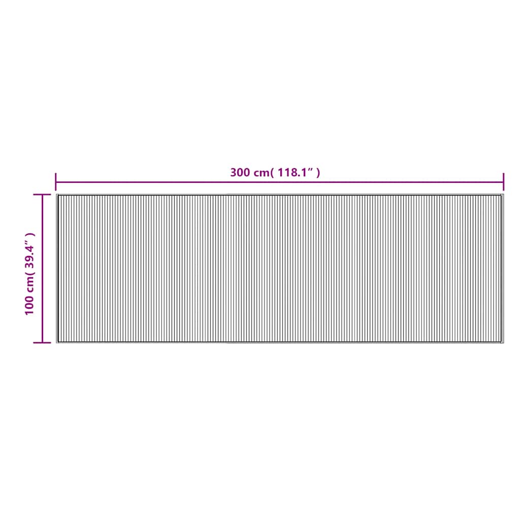 Tepih pravokutni smeđi 100 x 300 cm od bambusa