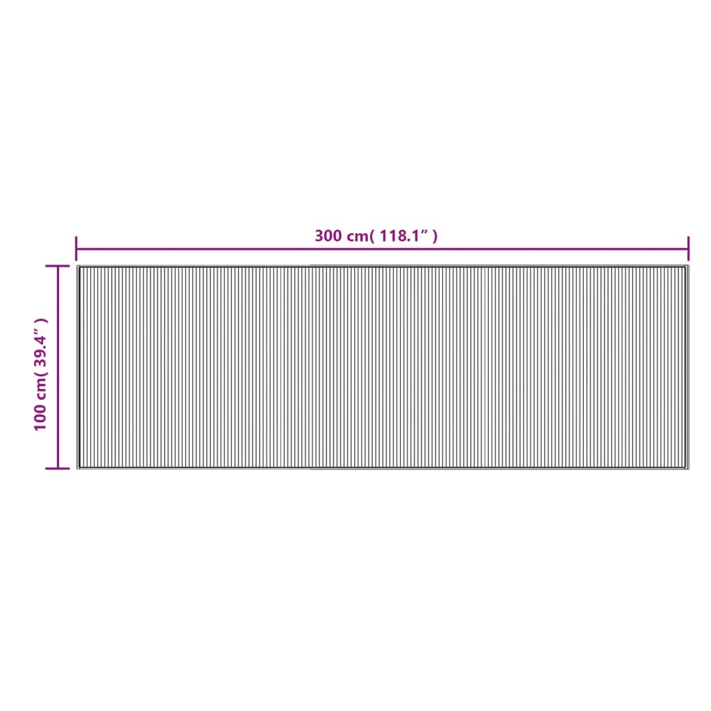 Tepih pravokutni svijetli prirodni 100 x 300 cm od bambusa