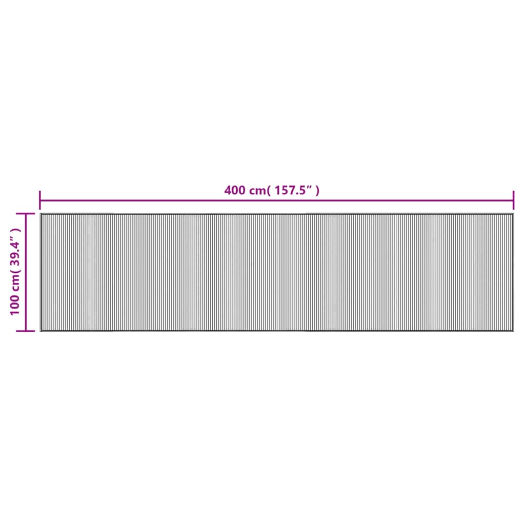 Tepih pravokutni tamnosmeđi 100 x 400 cm od bambusa