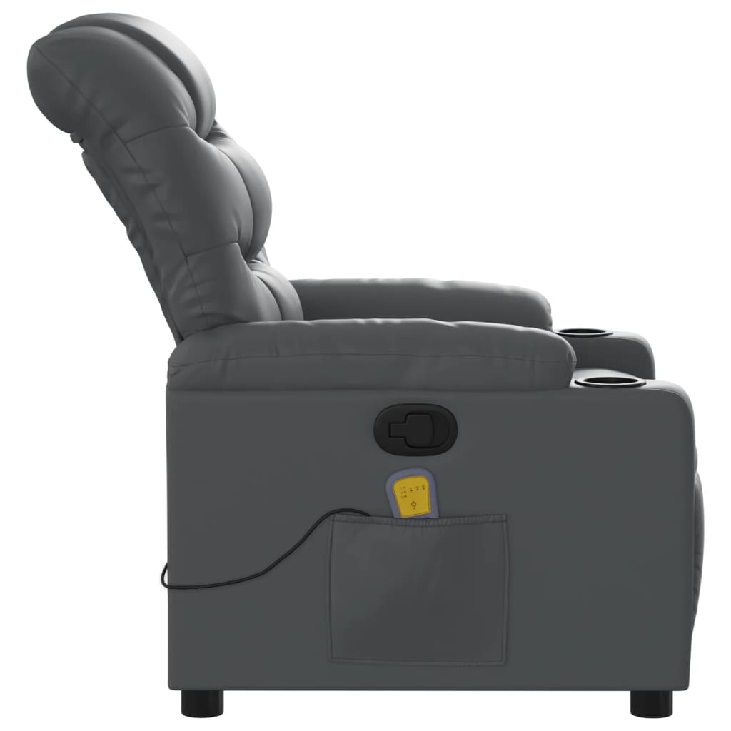 Masažni naslonjač od umjetne kože sivi