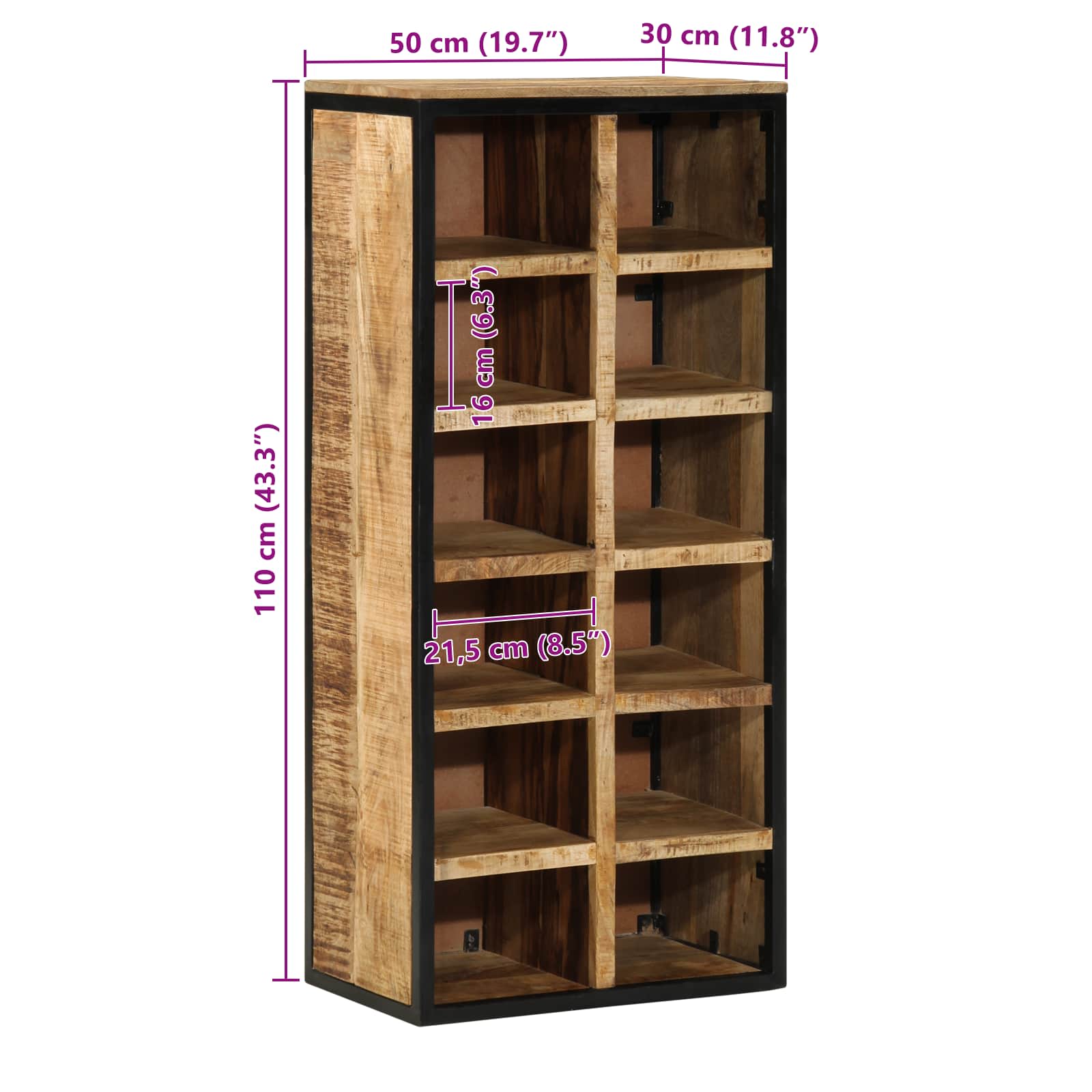 Ormar za cipele 50 x 30 x 110 cm Čvrsto drvo manga Smeđa