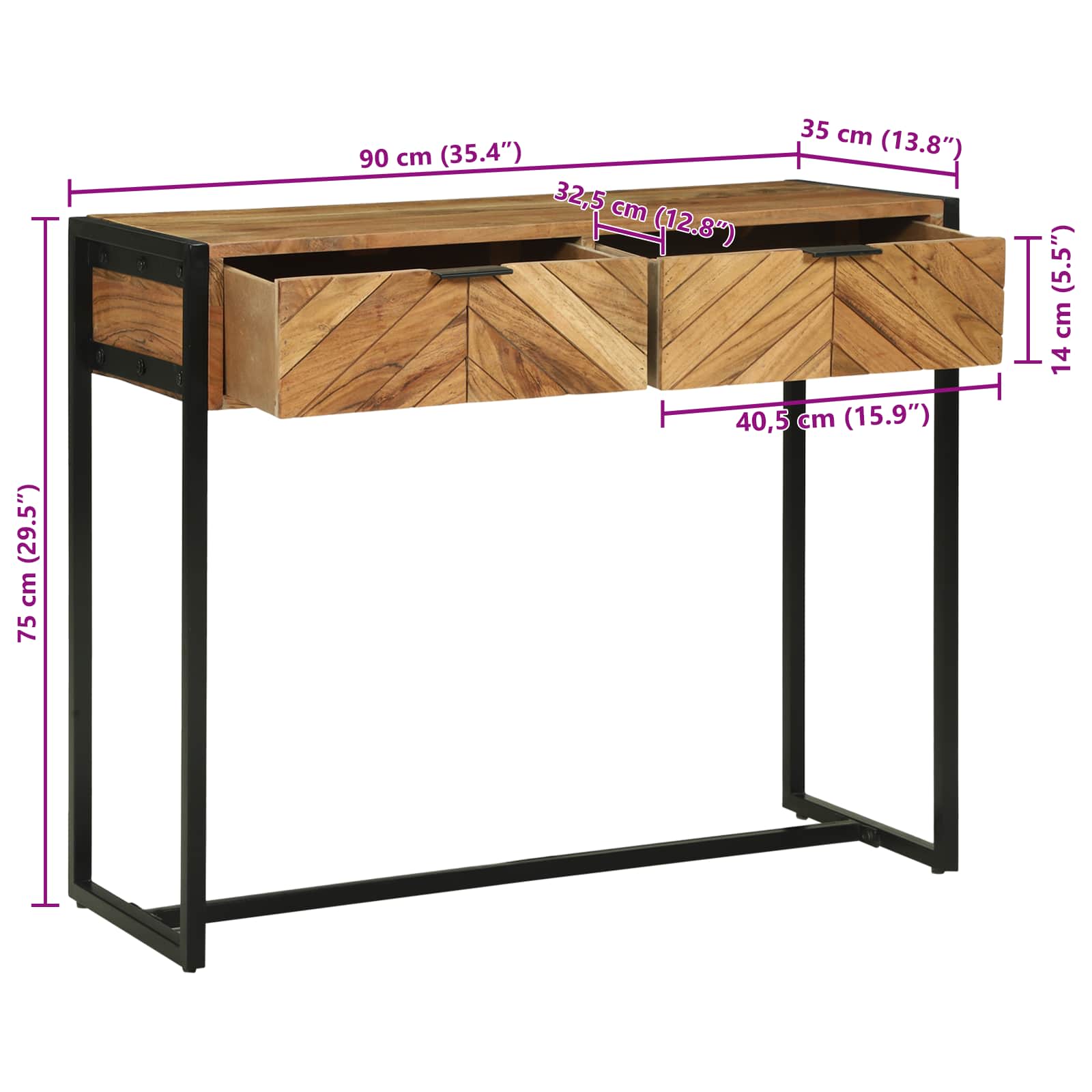 Konzolna stolica Smeđa 90 x 35 x 75 cm Čvrsto drvo akacije