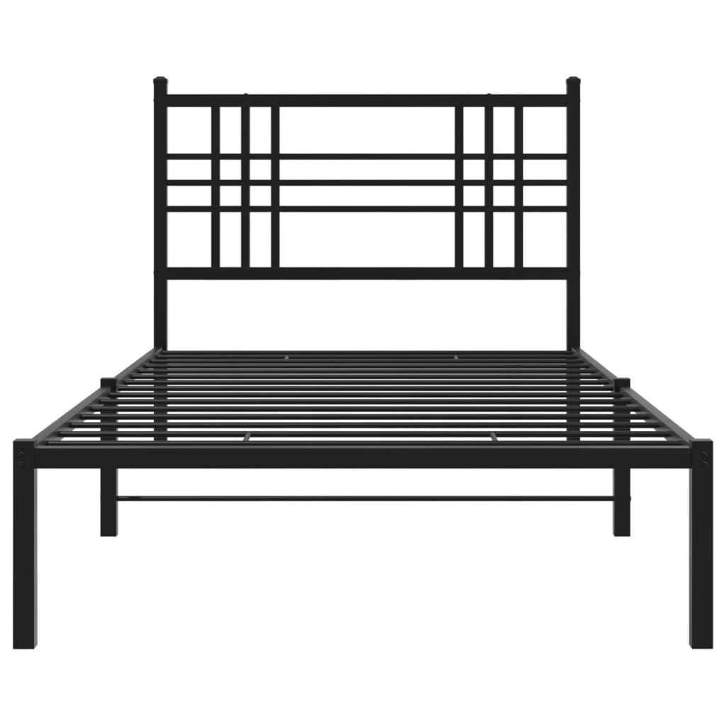 Metalni okvir za krevet s uzglavljem crni 90x200 cm