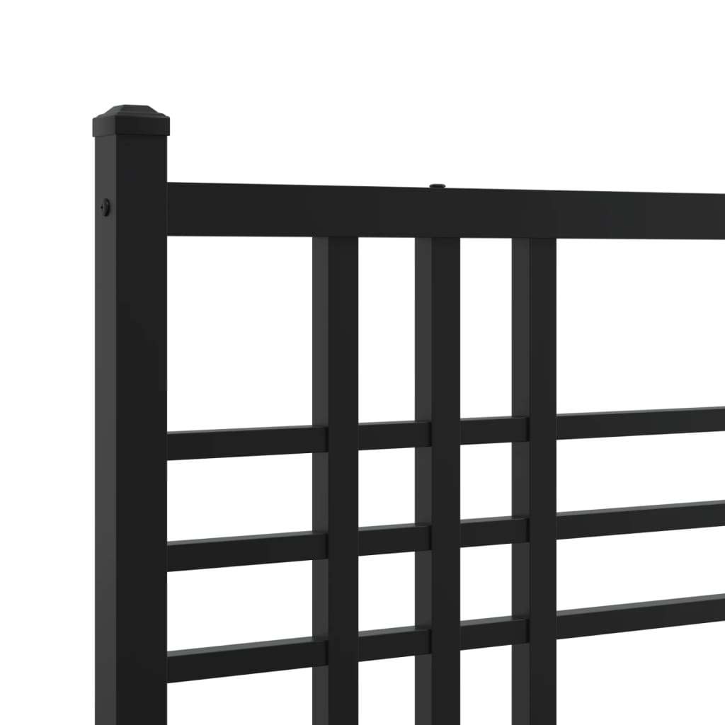 Metalni okvir za krevet s uzglavljem crni 90x200 cm