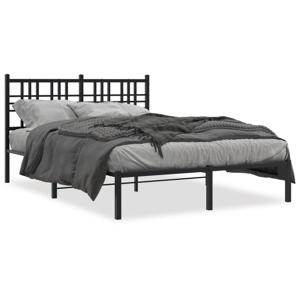 Metalni okvir za krevet s uzglavljem crni 120x190 cm