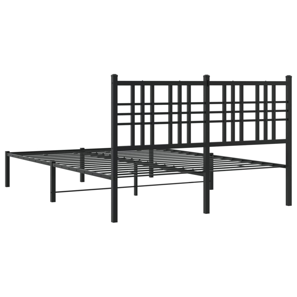 Metalni okvir za krevet s uzglavljem crni 120x200 cm