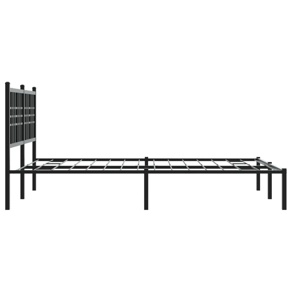 Metalni okvir za krevet s uzglavljem crni 135x190 cm