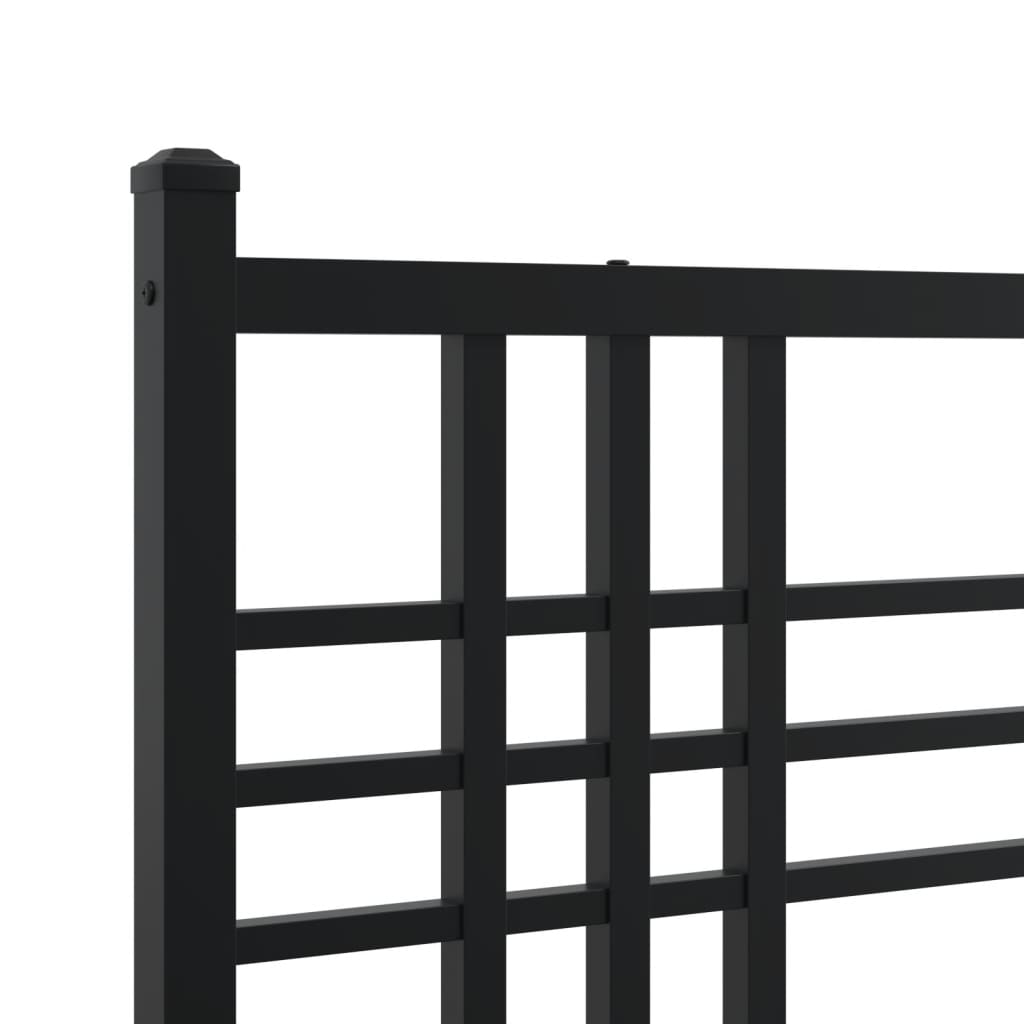 Metalni okvir za krevet s uzglavljem crni 135x190 cm