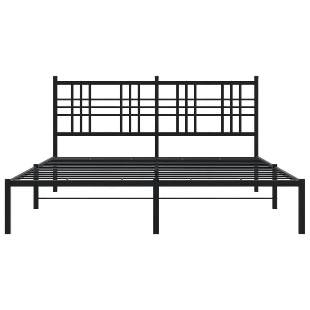 Metalni okvir za krevet s uzglavljem crni 150x200 cm