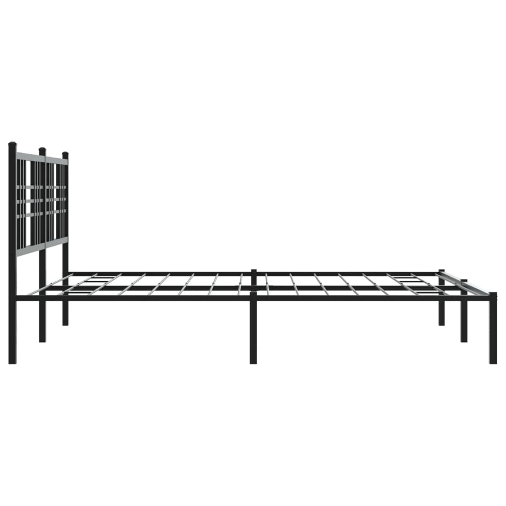 Metalni okvir za krevet s uzglavljem crni 150x200 cm