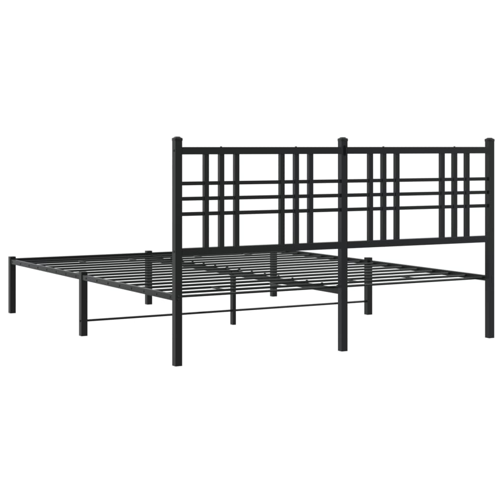 Metalni okvir za krevet s uzglavljem crni 150x200 cm