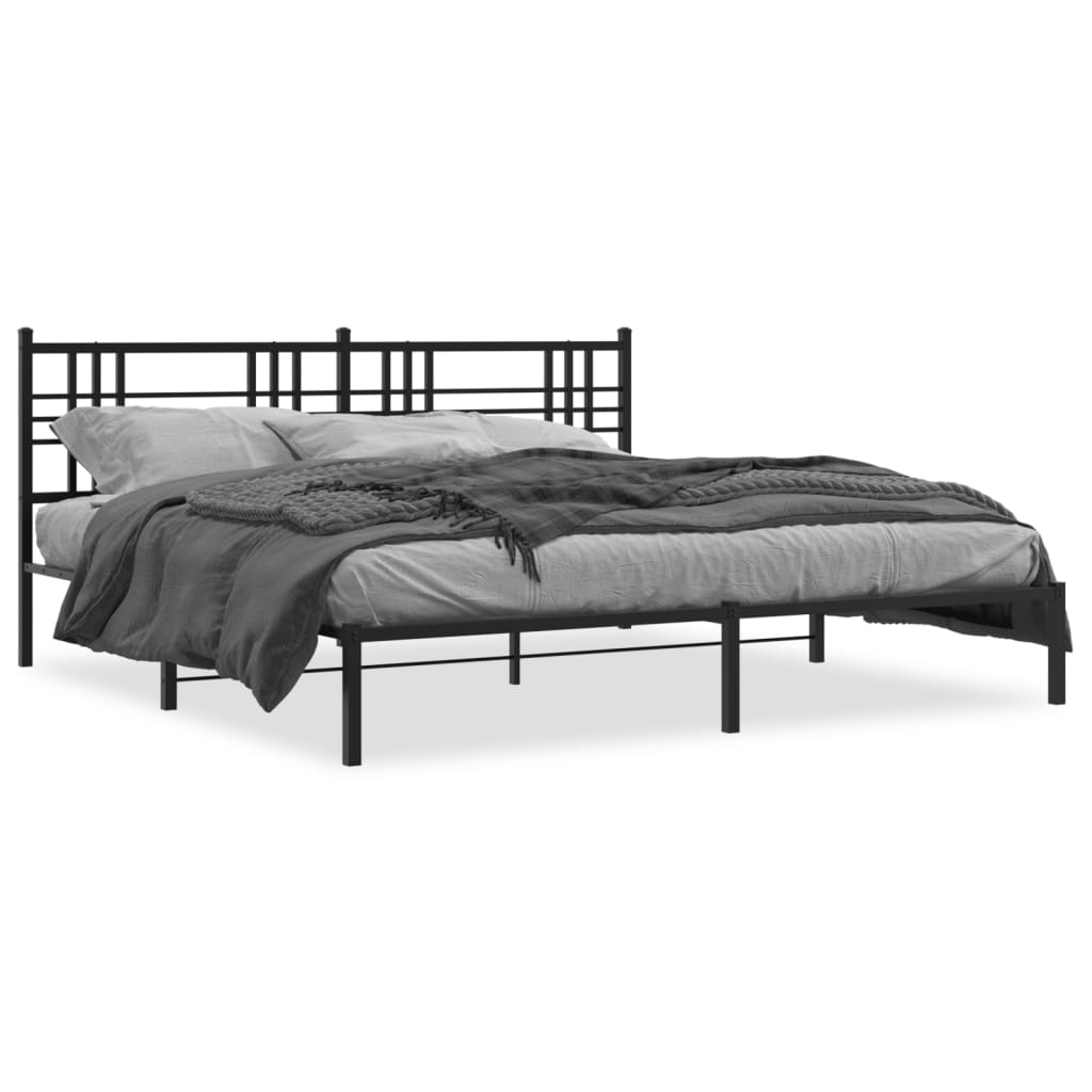 Metalni okvir za krevet s uzglavljem crni 183x213 cm