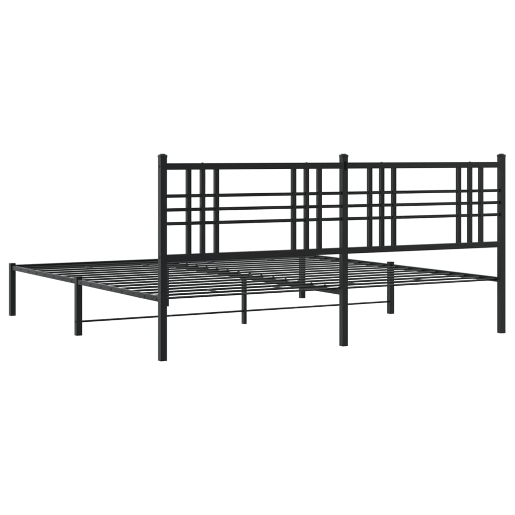 Metalni okvir za krevet s uzglavljem crni 183x213 cm