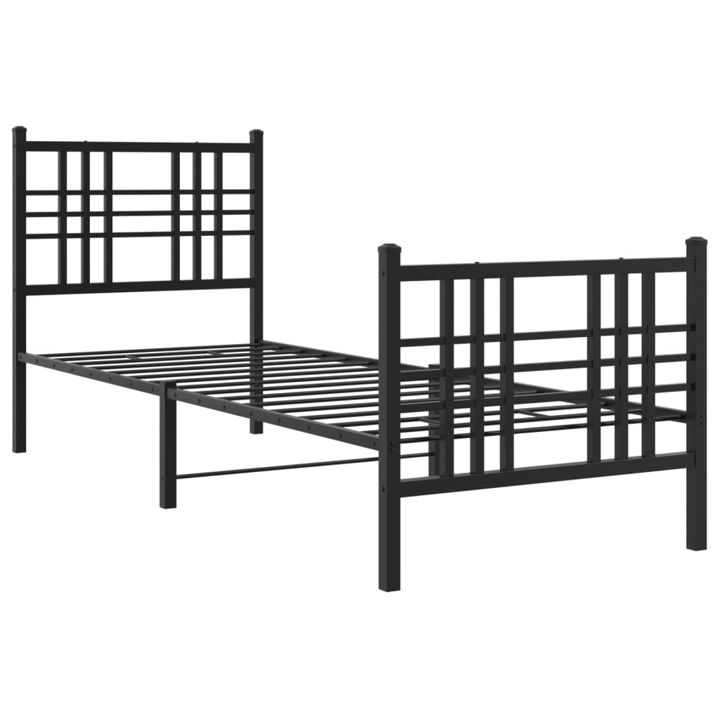 Metalni okvir kreveta uzglavlje i podnožje crni 80x200 cm