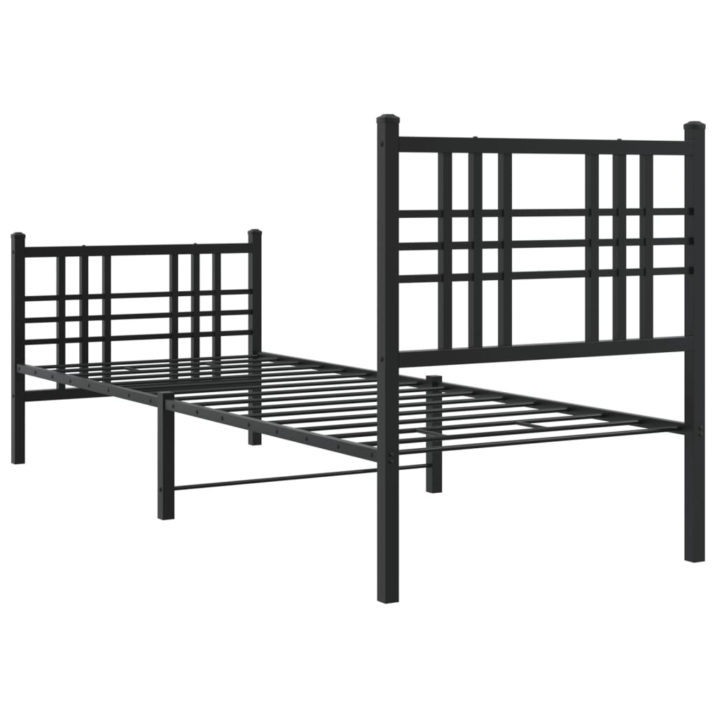 Metalni okvir kreveta uzglavlje i podnožje crni 80x200 cm