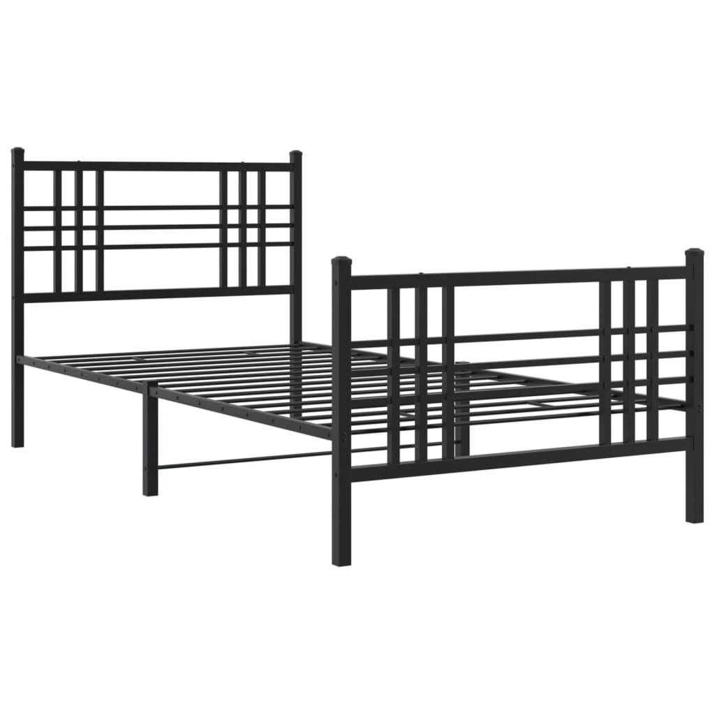 Metalni okvir kreveta uzglavlje i podnožje crni 90x190 cm