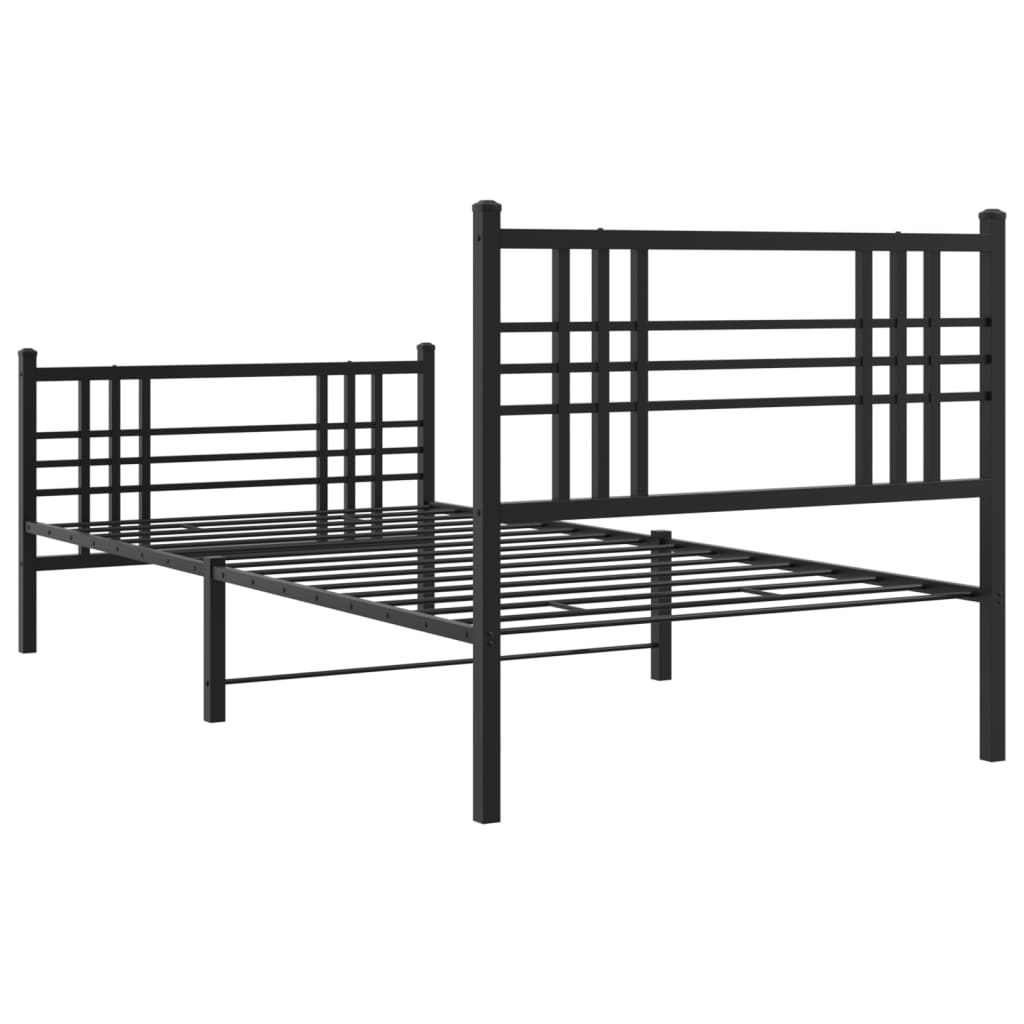 Metalni okvir kreveta uzglavlje i podnožje crni 90 x 200 cm