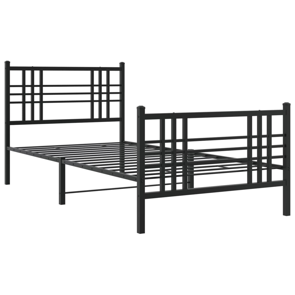 Metalni okvir kreveta uzglavlje i podnožje crni 100x200 cm