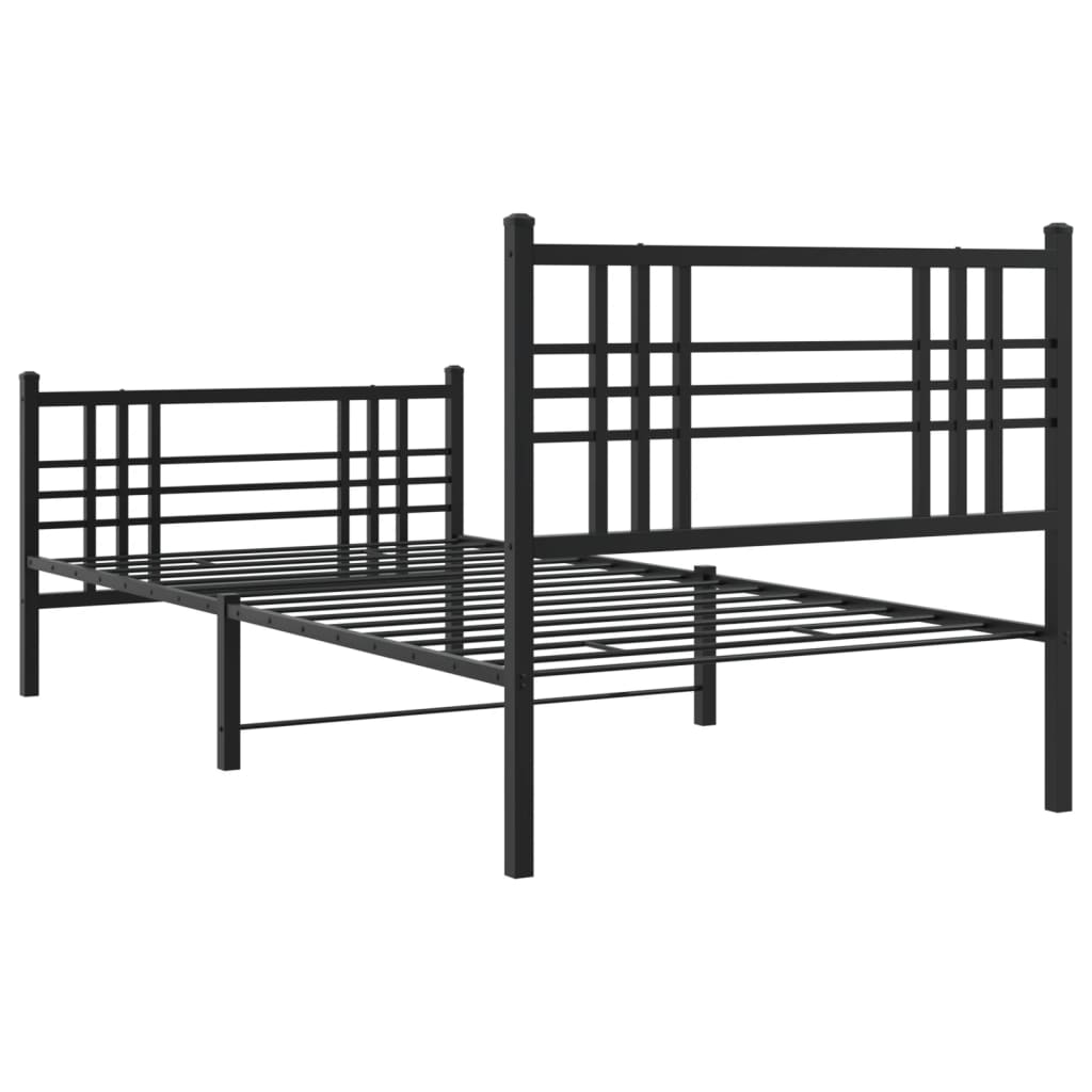Metalni okvir kreveta uzglavlje i podnožje crni 100x200 cm