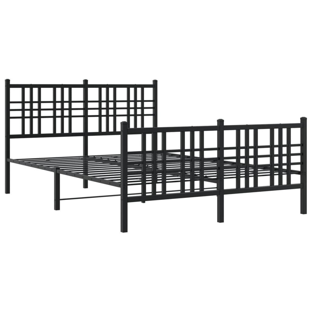 Metalni okvir kreveta uzglavlje i podnožje crni 120x190 cm