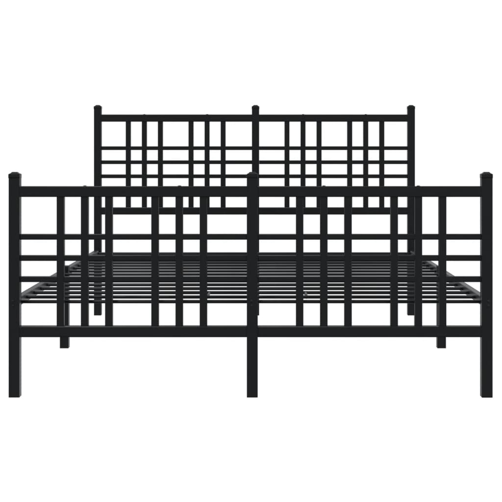 Metalni okvir kreveta uzglavlje i podnožje crni 120x190 cm