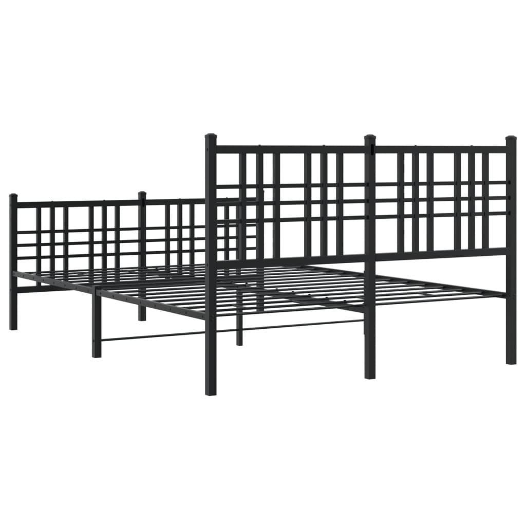 Metalni okvir kreveta uzglavlje i podnožje crni 120x190 cm