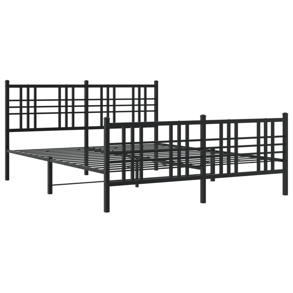 Metalni okvir kreveta uzglavlje i podnožje crni 150x200 cm