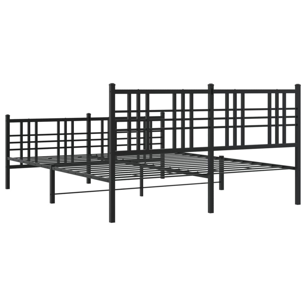 Metalni okvir kreveta uzglavlje i podnožje crni 150x200 cm