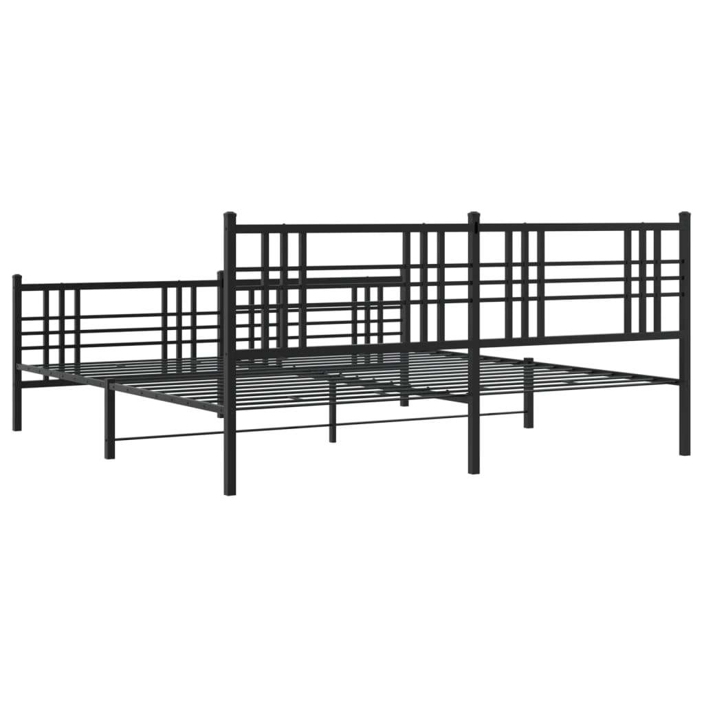 Metalni okvir kreveta uzglavlje i podnožje crni 200x200 cm