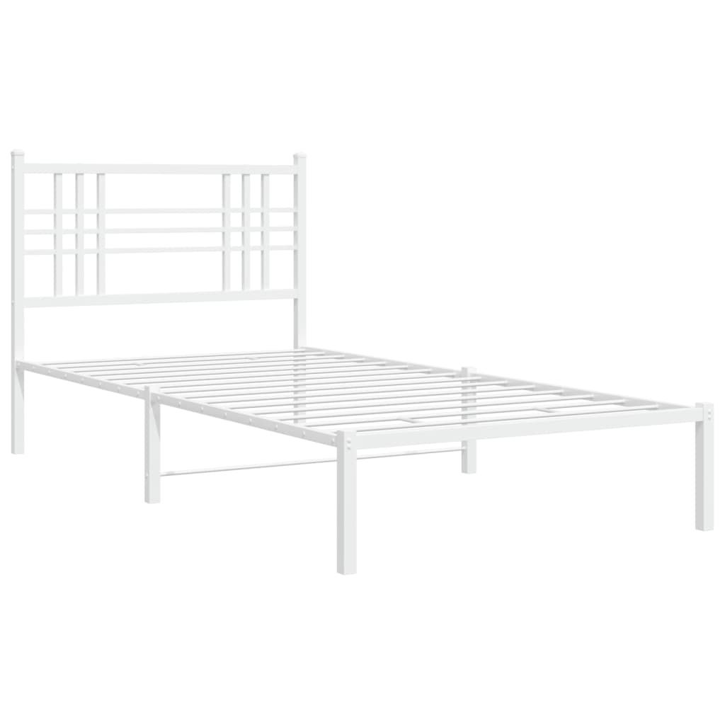 Metalni okvir za krevet s uzglavljem bijeli 100x190 cm