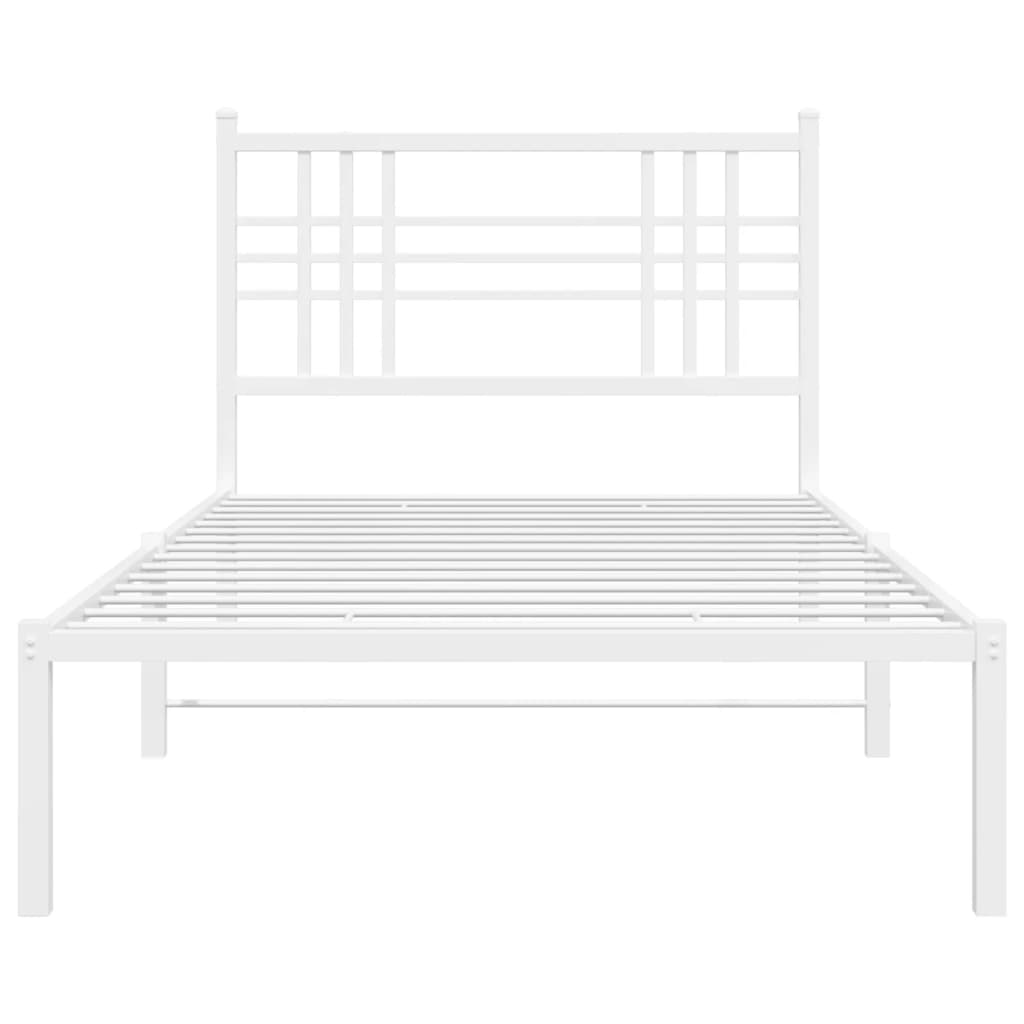 Metalni okvir za krevet s uzglavljem bijeli 100x190 cm