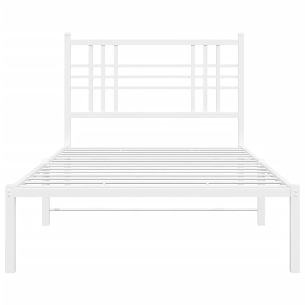 Metalni okvir za krevet s uzglavljem bijeli 100x200 cm