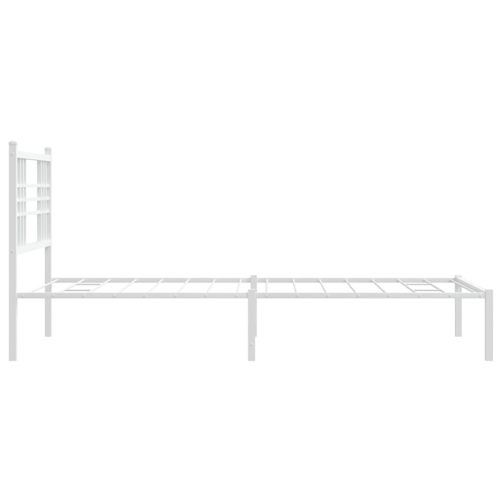 Metalni okvir za krevet s uzglavljem bijeli 107x203 cm