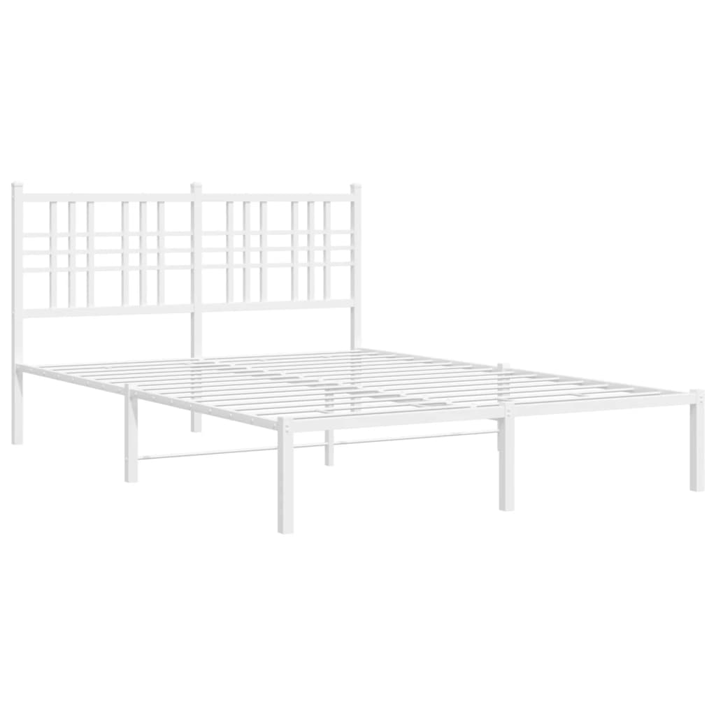 Metalni okvir za krevet s uzglavljem bijeli 140 x 190 cm