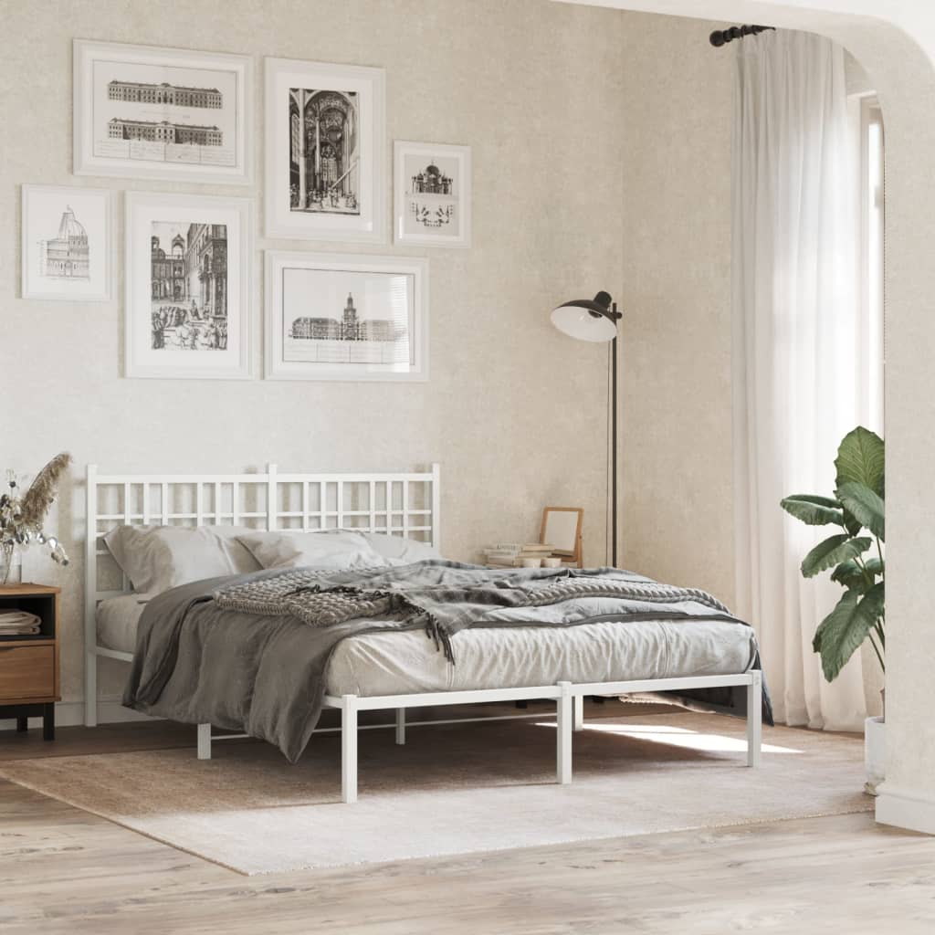 Metalni okvir za krevet s uzglavljem bijeli 140 x 190 cm