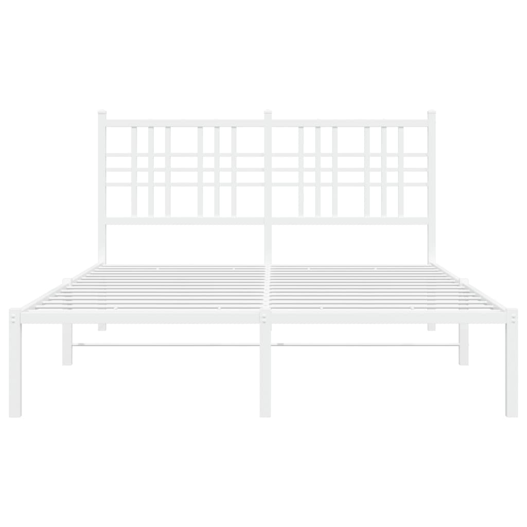 Metalni okvir za krevet s uzglavljem bijeli 140 x 200 cm