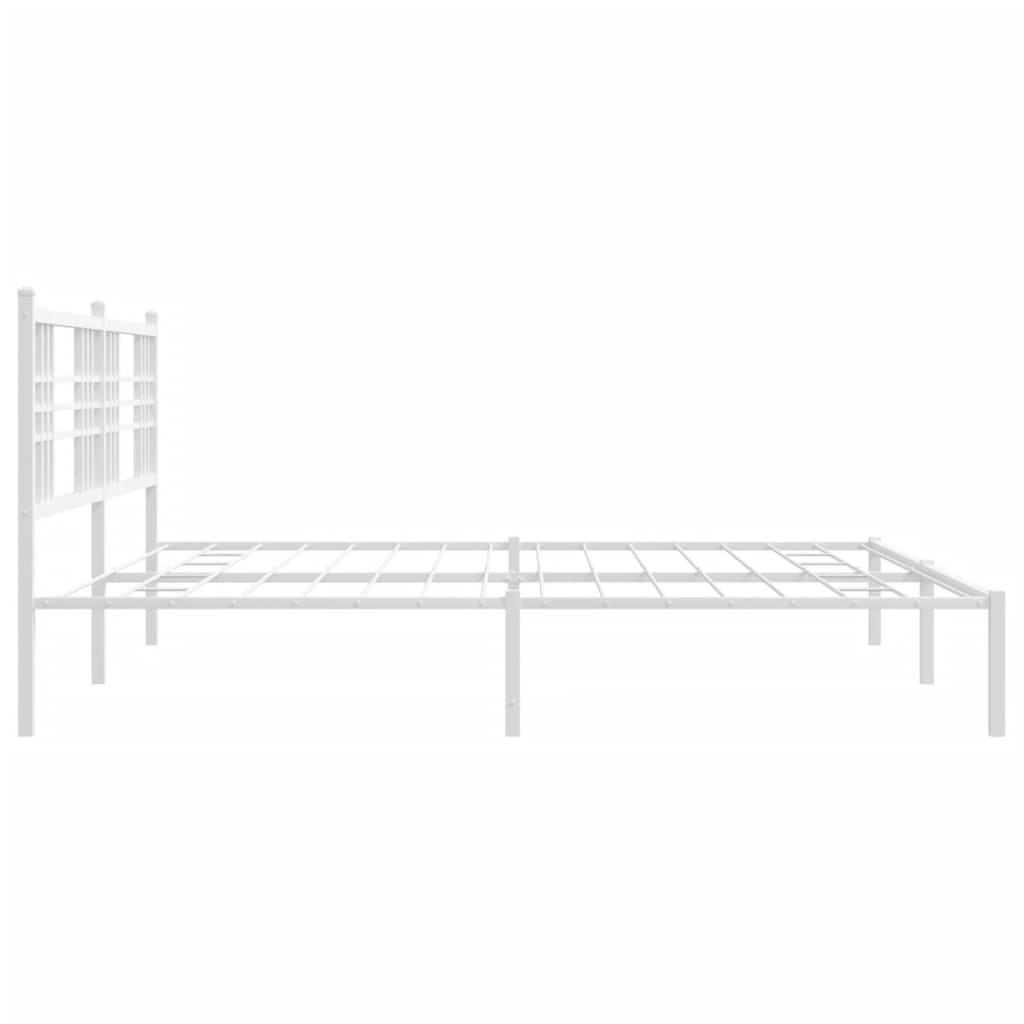 Metalni okvir za krevet s uzglavljem bijeli 193x203 cm