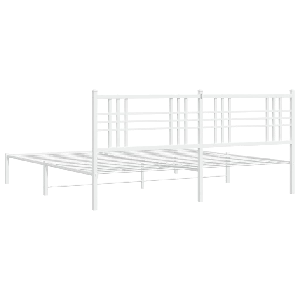 Metalni okvir za krevet s uzglavljem bijeli 193x203 cm