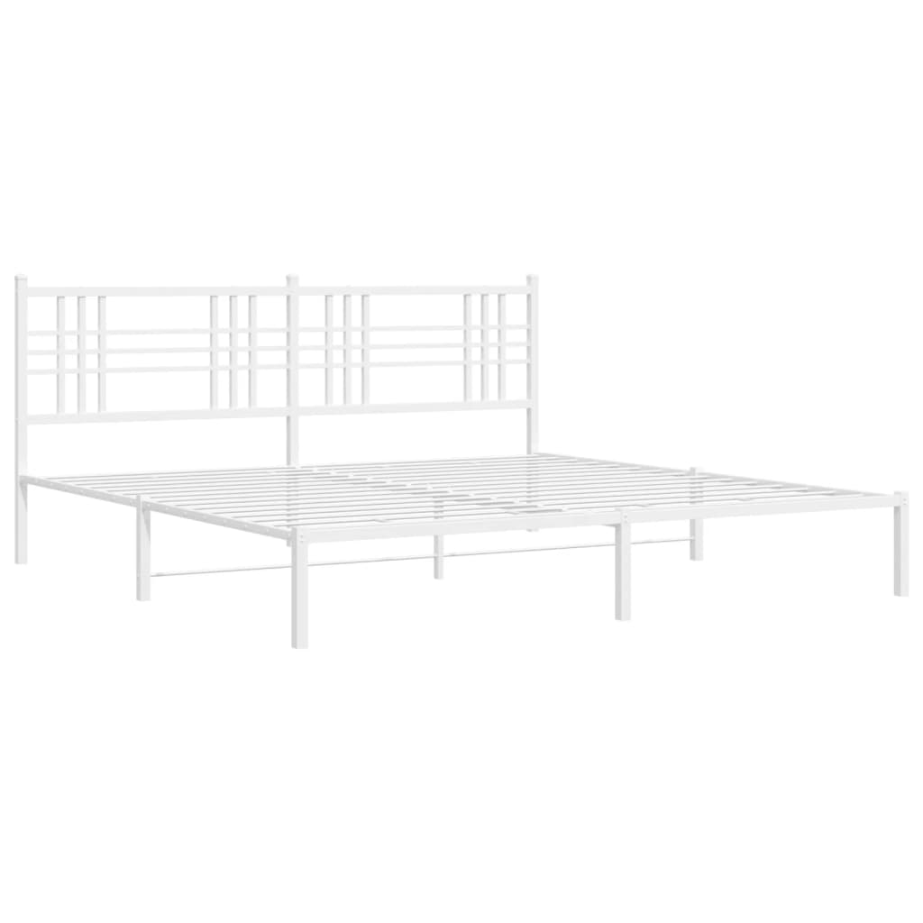 Metalni okvir za krevet s uzglavljem bijeli 200x200 cm
