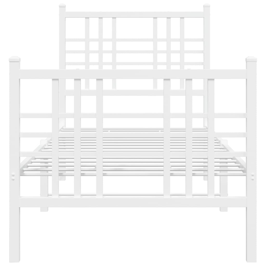Metalni okvir kreveta uzglavlje i podnožje bijeli 80x200 cm